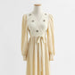 Gentle wind over the knee aging temperament thin embroidered wool dress  2231