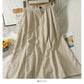 Hong Kong style retro high waist medium length casual A-line skirt  2574