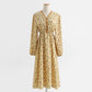 French retro minority temperament gentle wind long sleeve Floral Dress  2254
