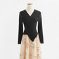 New long skirt fairy mesh embroidery temperament French small black skirt  2198
