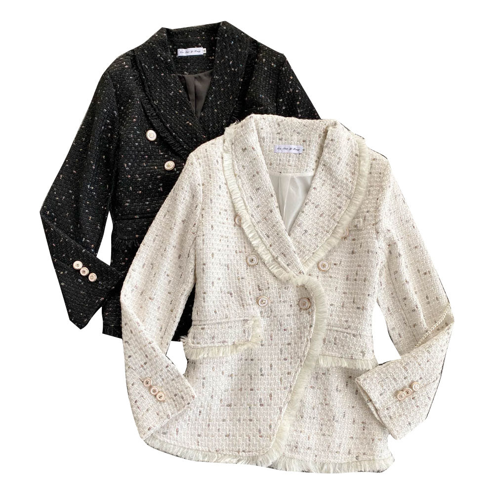 Early autumn retro small fragrant wind tweed coat  1554