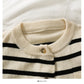 Stripe short loose thin single breasted cardigan women's sweater  2006