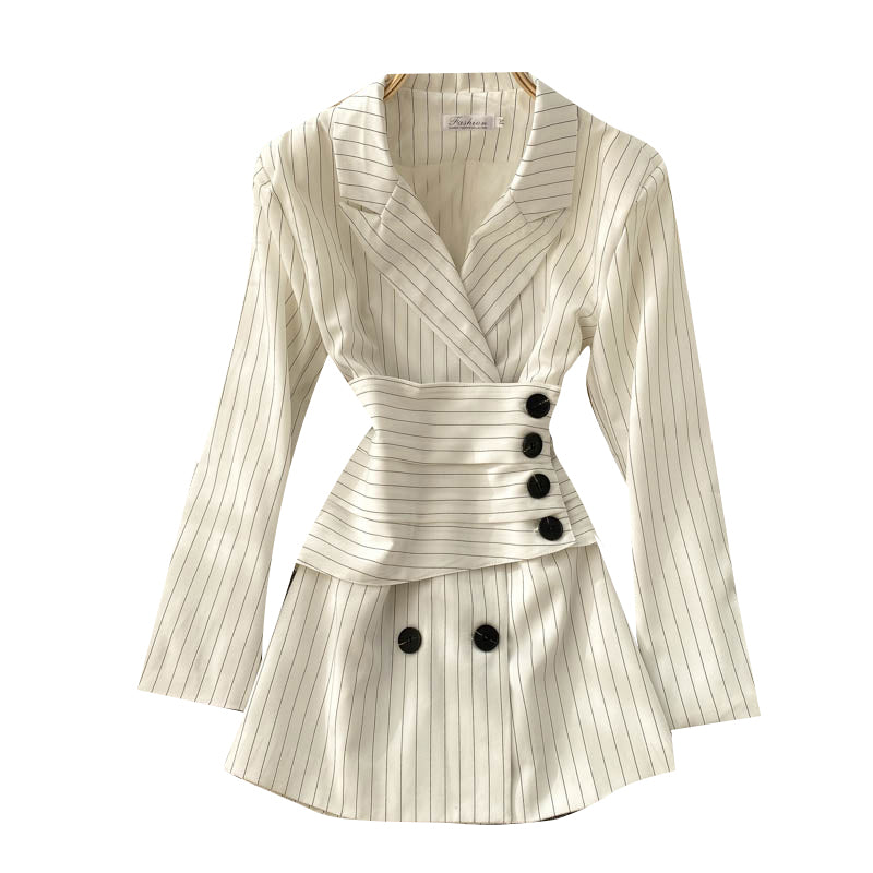 Women's suit coat women's Retro stripe design feeling waist quality commuter  1488