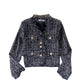 Vintage small fragrance tweed coat V-neck coat  1556