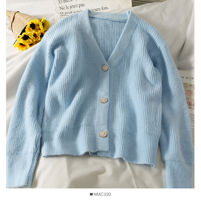 Han Fan lockerer und dünner einreihiger Cardigan mit drei Knöpfen 1784