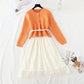 Sweater with lace skirt age reduction suit fashion two-piece suit  2305
