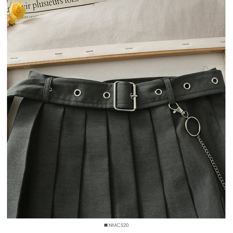 Dark pleated skirt Harajuku tooling short skirt female  2657