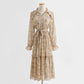 Temperament: slim waist, long sleeved chiffon dress with backing  2214