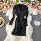 Slim look at the waist silk satin bread hip dress  3143