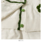 Sweet wind color blocking wavy edge stripe breasted cardigan top  1821