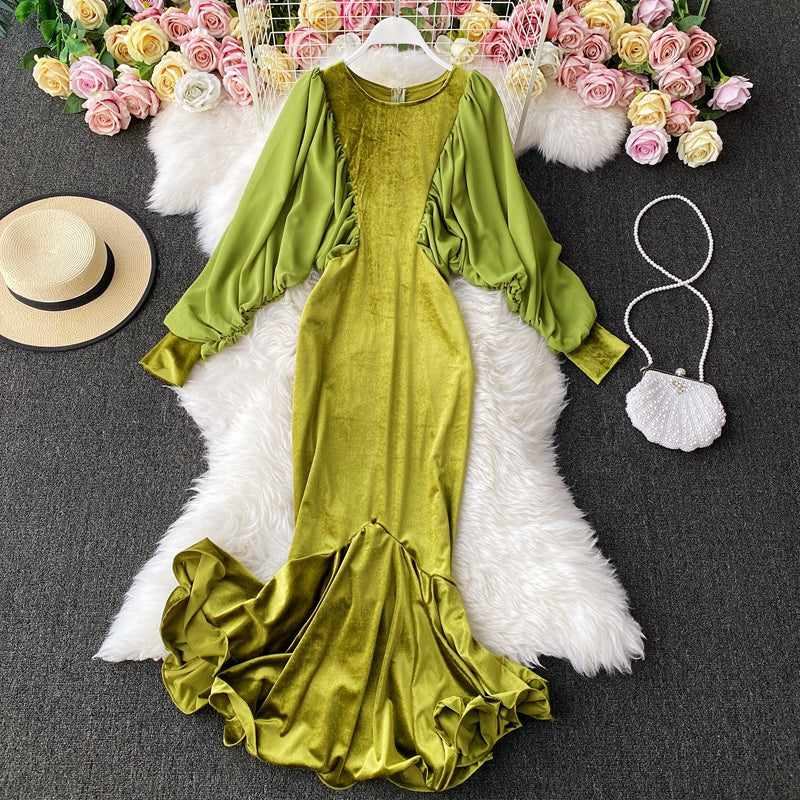 Long skirt with narrow waist and hip and fishtail  2879