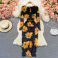 Sexy V-neck printed elastic slim wrap hip dress  3248
