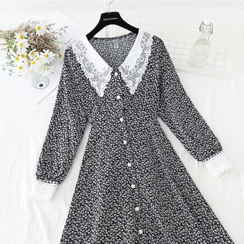 Korean patchwork Floral Dress  2244
