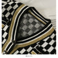 Plaid three button low neck cardigan women's sweater  1845