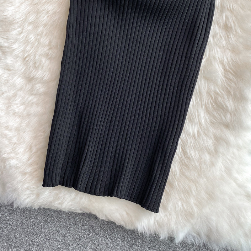Knitted tight elastic Hip Wrap Dress  2805