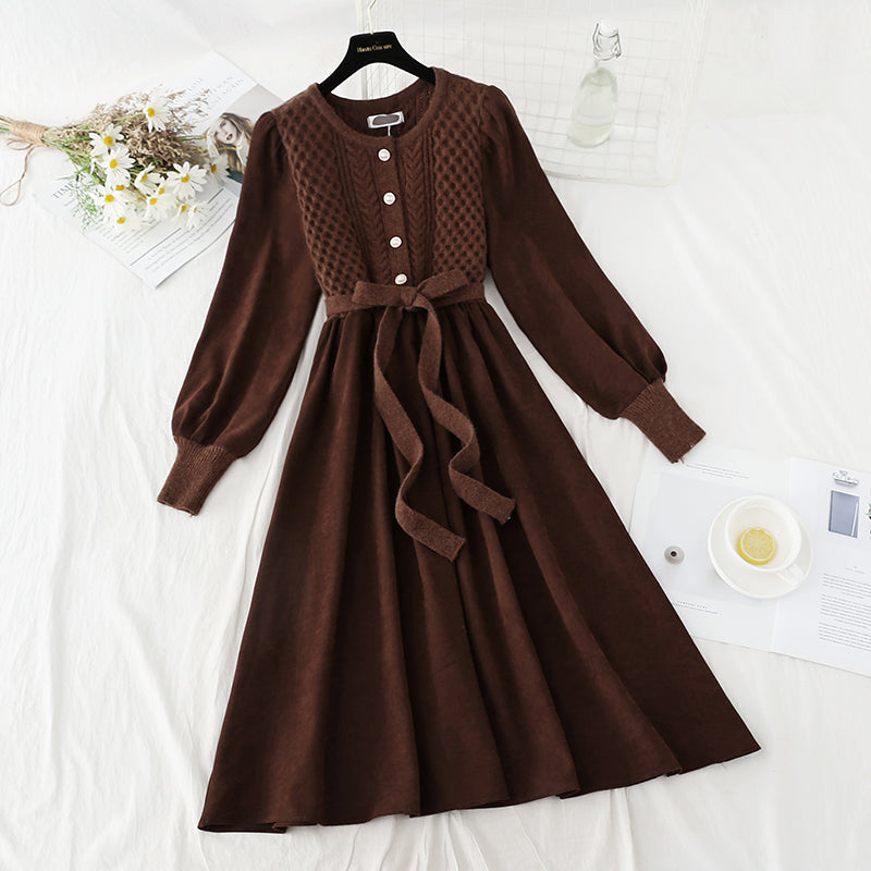 New spring and autumn bow tie tie with bottomed sweater skirt  2129