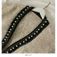 Hong Kong style retro nail bead medium long cardigan loose Long Sleeve Jacket Women  2042