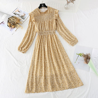 French retro skirt, light mature style, foreign style, floral long skirt  2389