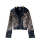 Leopard fur coat female  1506