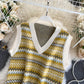 Korean Vintage sweater feminine V-neck slim fit short sweater top vest  1573