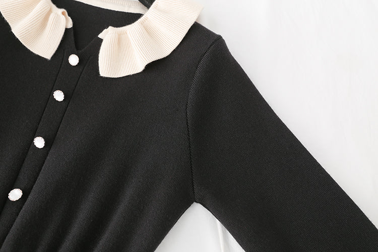 New trendy French retro small fragrance base with pleated small black skirt inside  2363