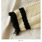 Hong Kong style retro color matching tassel single breasted sweater  2050