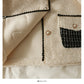 Seasonal bright silk trimmed lamb wool loose coat  2112