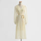 Dress V Neck Long Sleeve knee bottomed skirt pleated patchwork tea break skirt  2140