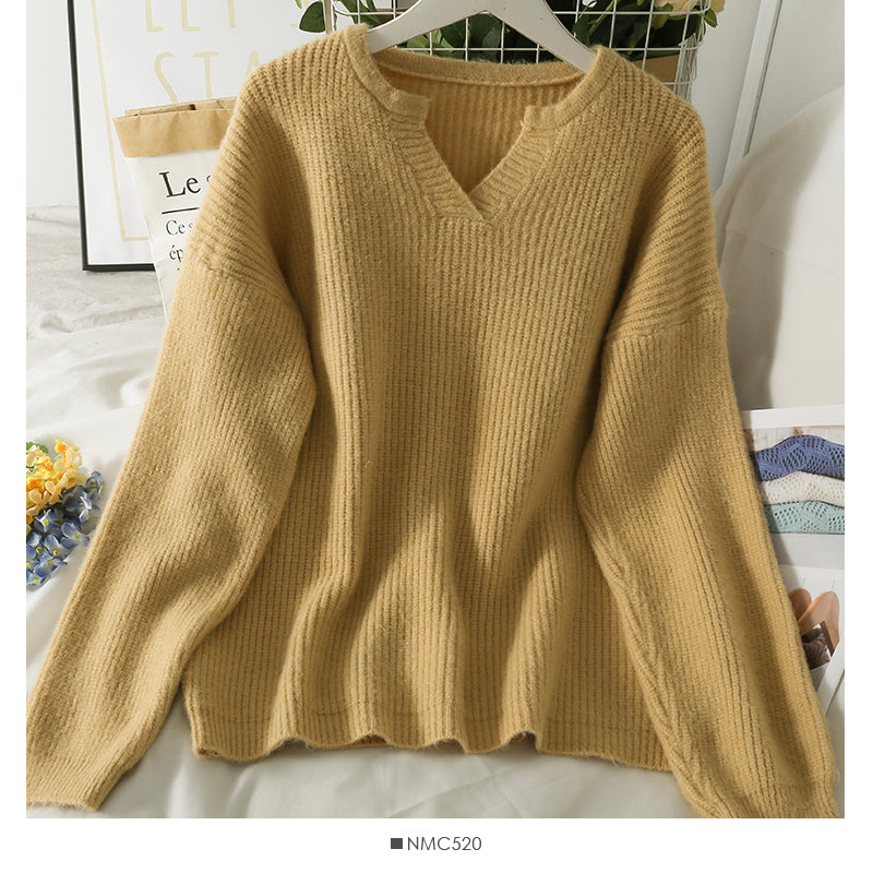 Koreanische Version des dünnen, mittleren und langen einfarbigen Pullovers für Frauen von 1786