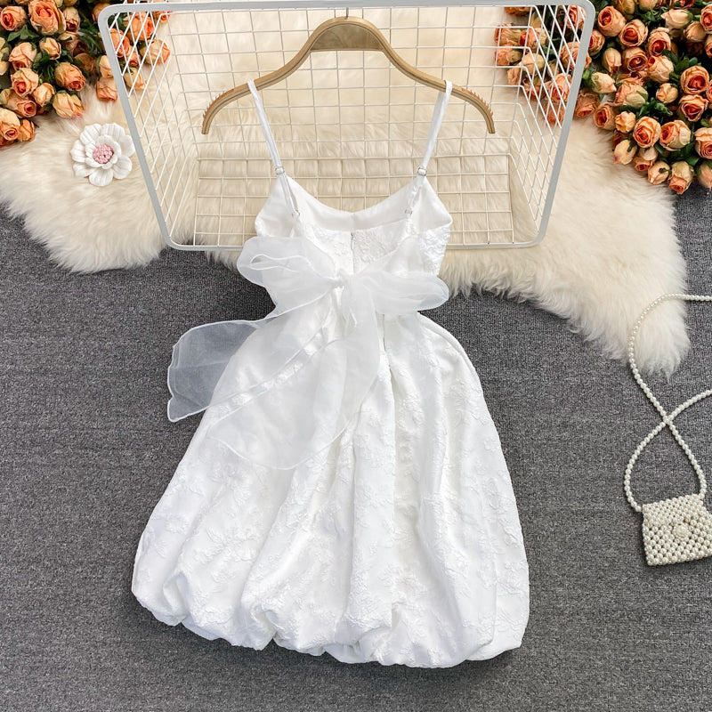 Sweet fluffy Jacquard Dress high waist Princess suspender skirt  2789