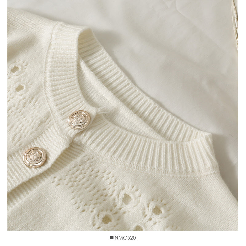 Sweater female hollow out Crochet pocket design top Korean single sweater  2059