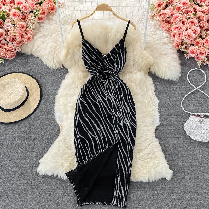 Zebra cut slim split strap skirt  2983