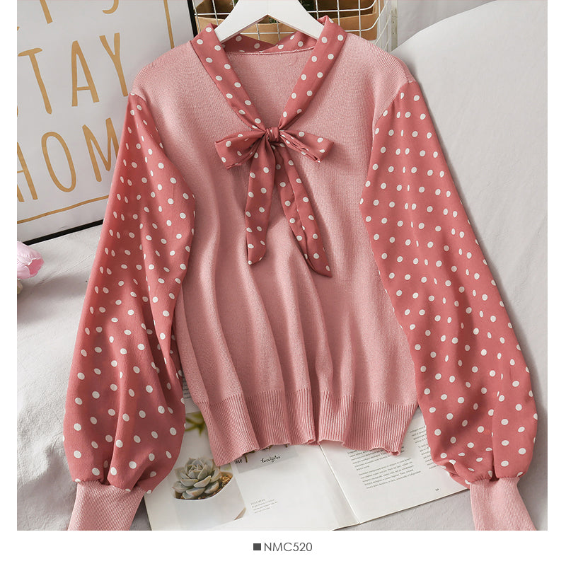 Han Fan lace up stand neck slim bottomed sweater  1906