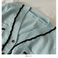 Sweater women's stripe loose thin single breasted sweater  1975