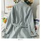 Bow tie tie high waist two button small suit women's medium and long coat  2096