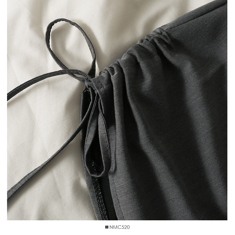 High waist slim drawstring pleated Hip Wrap Skirt  2565