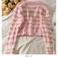 Korean stripe loose and thin short single breasted cardigan sweater  1883