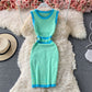 Fashion contrast color stitching slim wrap hip skirt  2736
