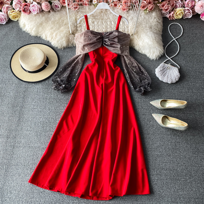 Sexy schulterfreies Swingkleid mit Strapsen 3412