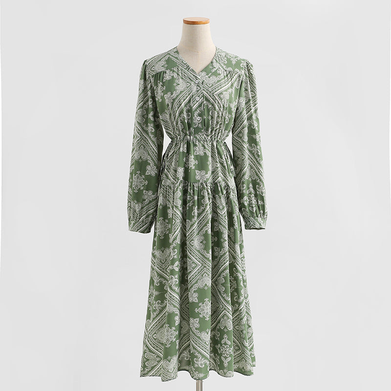 Floral dress gentle temperament national style thin bottomed dress  2327