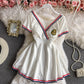 Navy V-neck open chest sexy short sleeve dress  2840