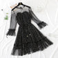 Sequin lace mesh dress women's autumn and winter loose bottomed doll dress  2173