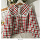 Hong Kong style retro tassels woolen baby collar tweed short shirt style coat women  2119