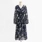 Dress shows thin temperament long skirt Retro Black Chiffon gentle skirt  2256