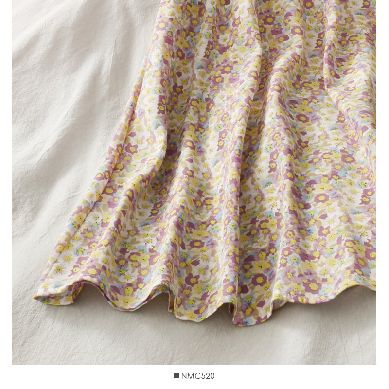 Sweet wind printed high waist slim A-line large swing skirt  2653