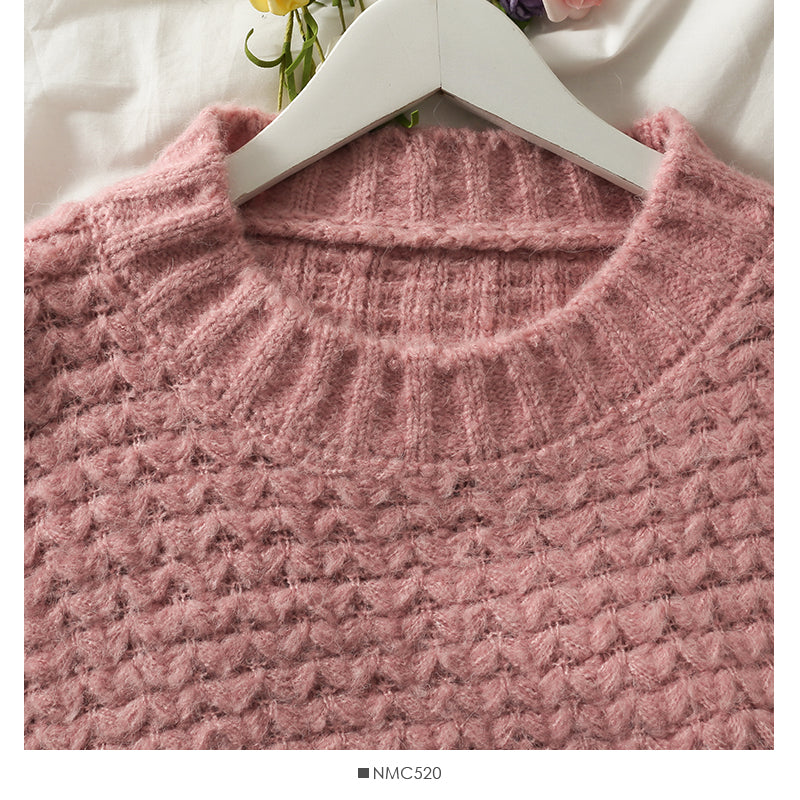 Sweater women's Pullover Top Long Sleeve versatile wear outside knitting with bag  1889