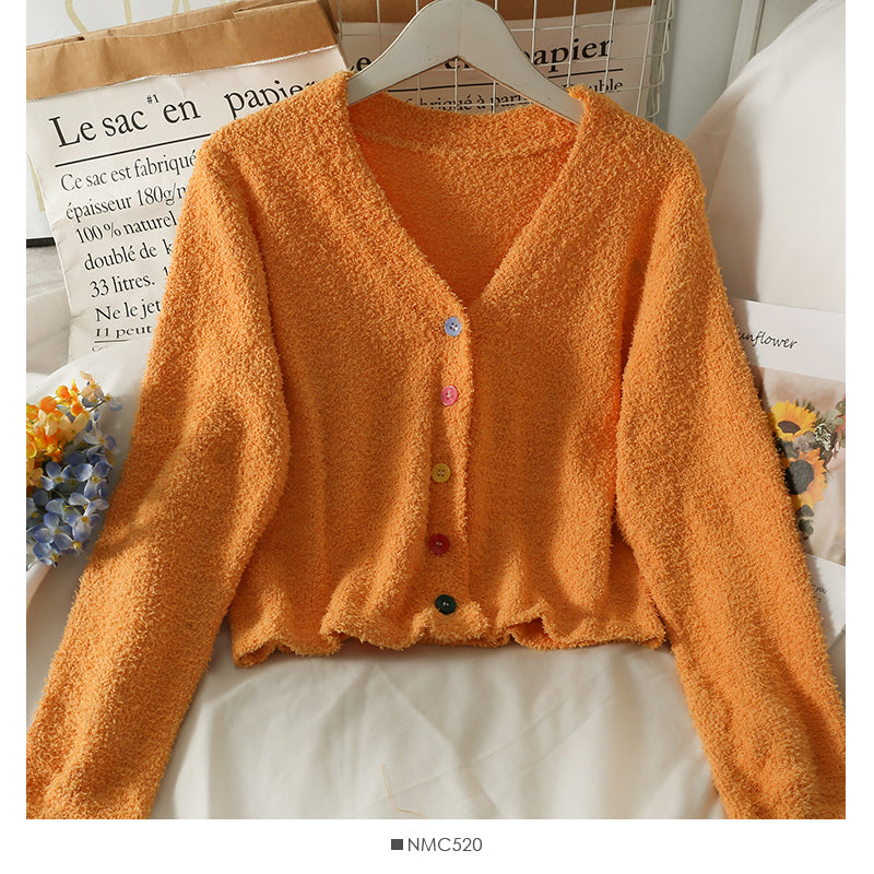 Sweater women's cardigan low neck slim long sleeve granular top  2018