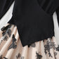 Irregular knit stitching fake two-piece mesh Butterfly Embroidery skirt female  2152