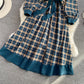 Gentle wind baby collar Plaid Dress  3367