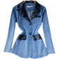 Denim coat women's waist closing thin coat  1525